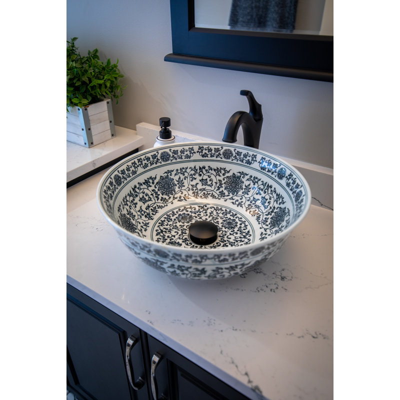 EdenBath Eden Bath 16.375'' Black Ceramic Circular Vessel Bathroom Sink
